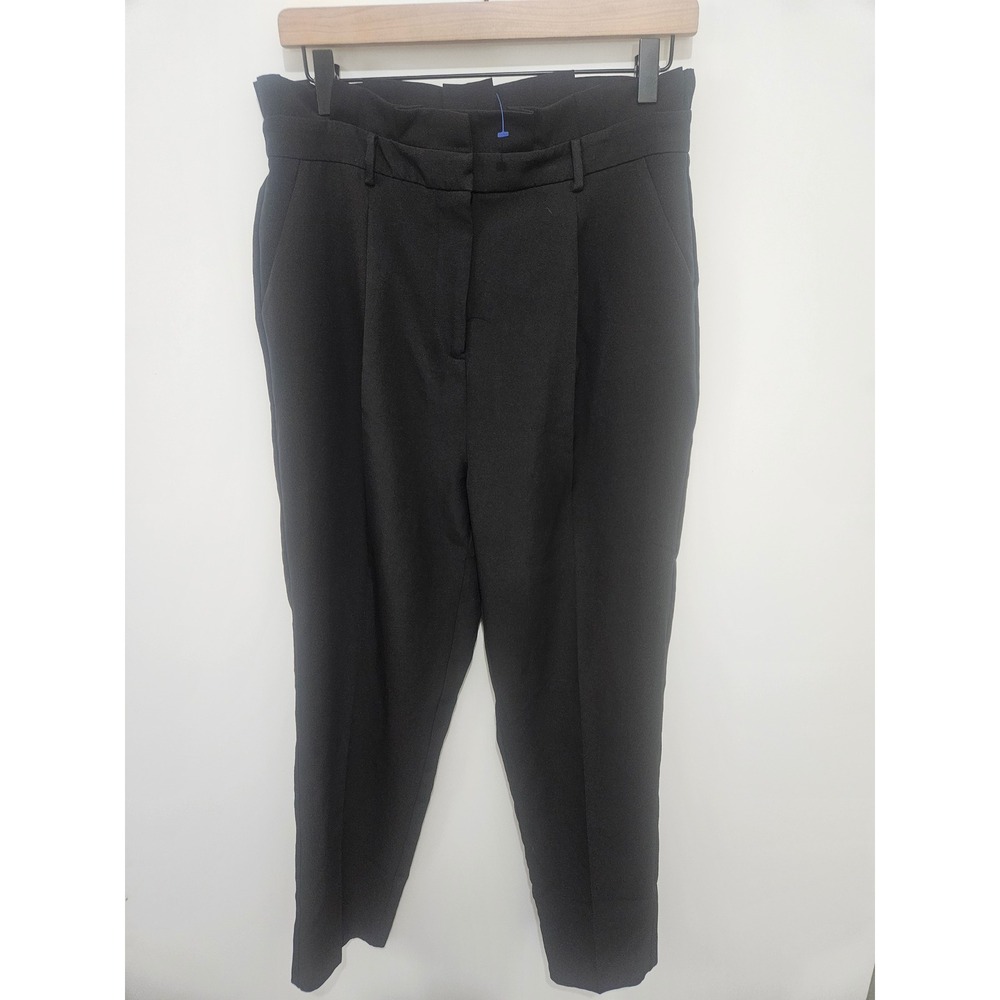 Lulus Black High Waisted Pleated Tapered Leg Trousers LP71829 Womens Large